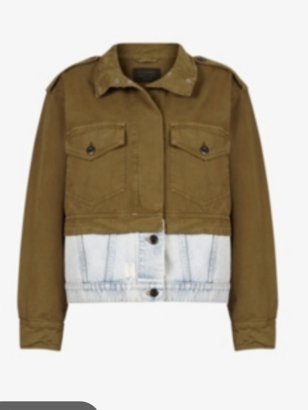 AllSaints Cadie Olive Green and removable denim combination Jacket 4 - Picture 8 of 10